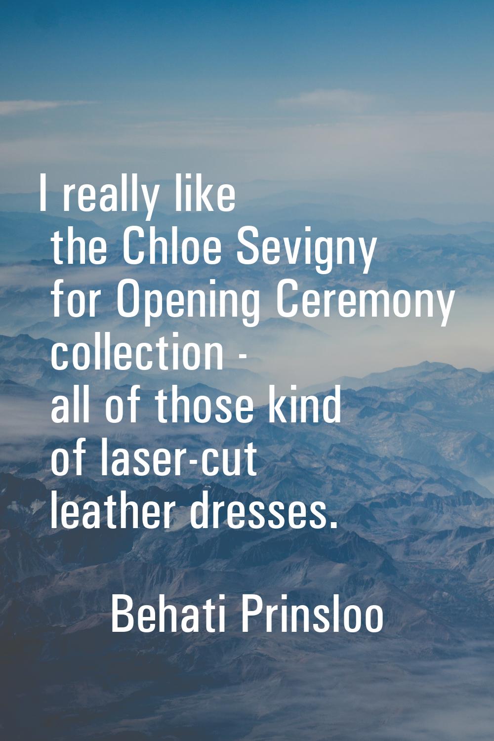 I really like the Chloe Sevigny for Opening Ceremony collection - all of those kind of laser-cut le