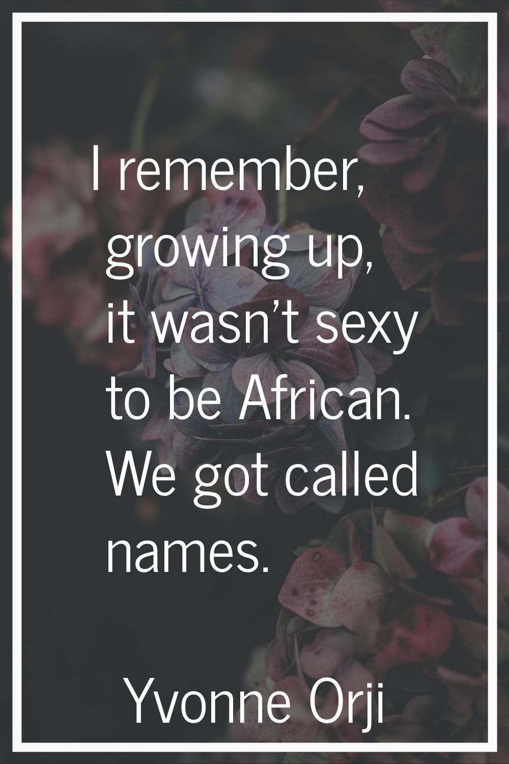 I remember, growing up, it wasn't sexy to be African. We got called names.