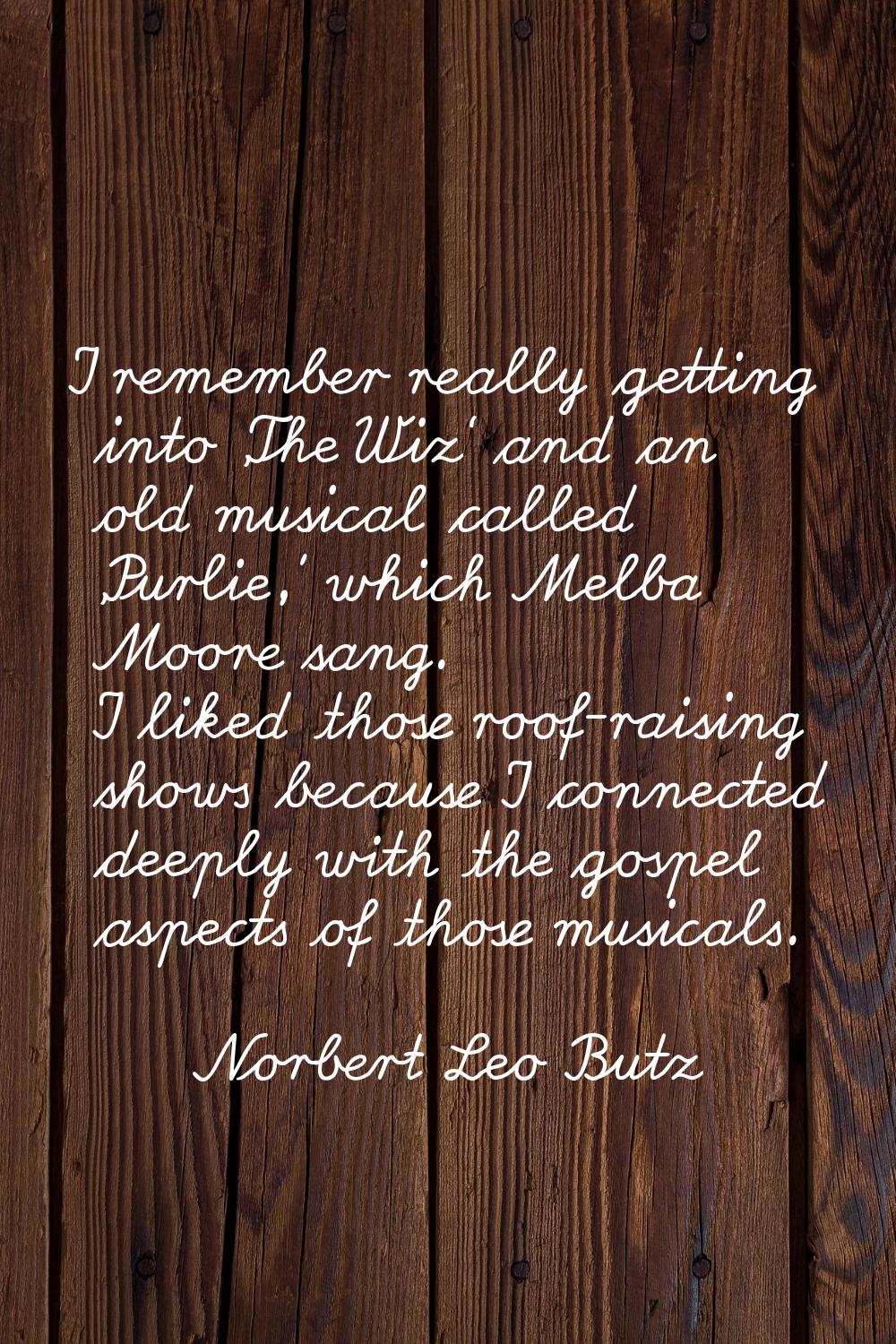 I remember really getting into 'The Wiz' and an old musical called 'Purlie,' which Melba Moore sang