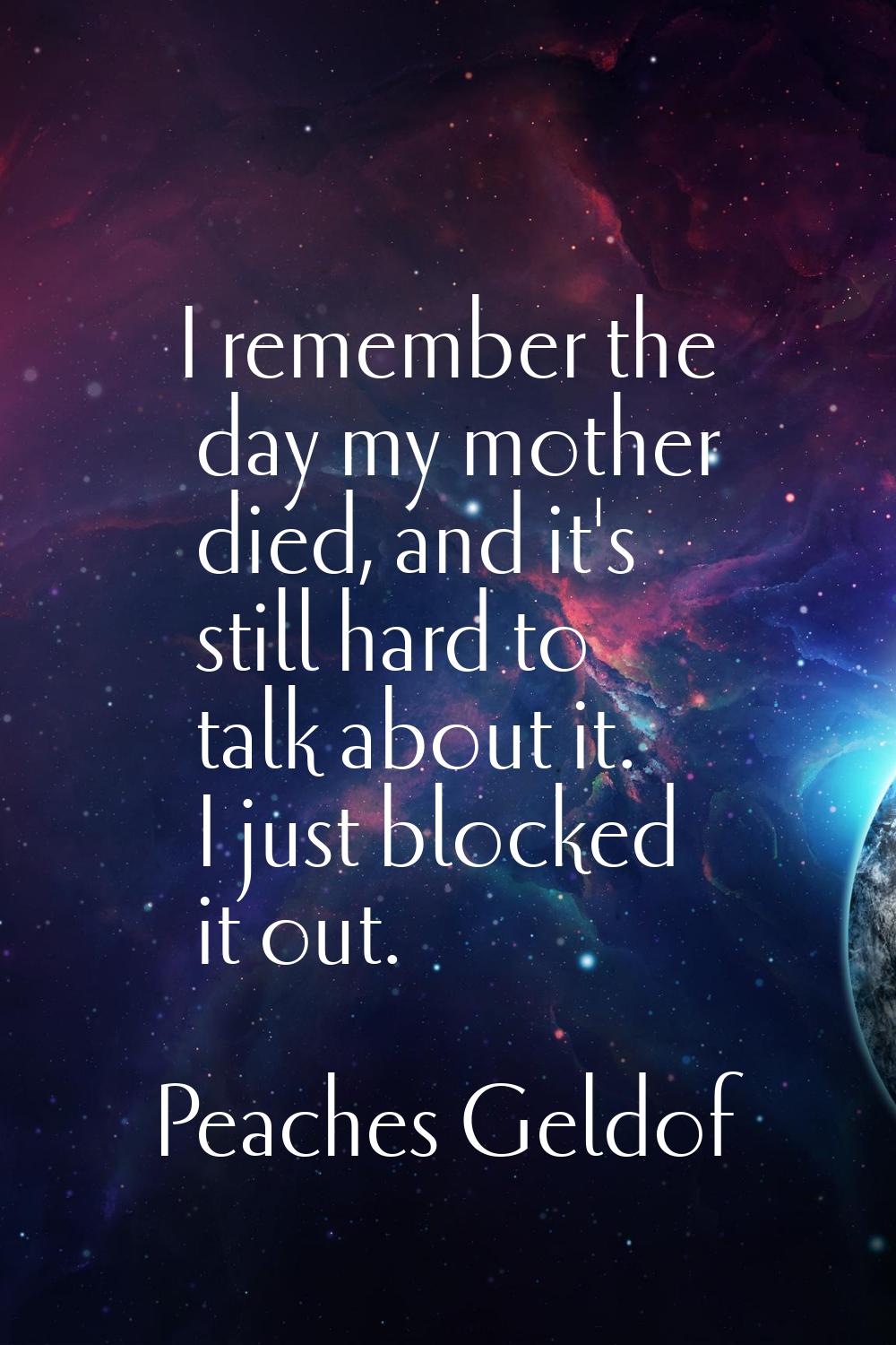 I remember the day my mother died, and it's still hard to talk about it. I just blocked it out.