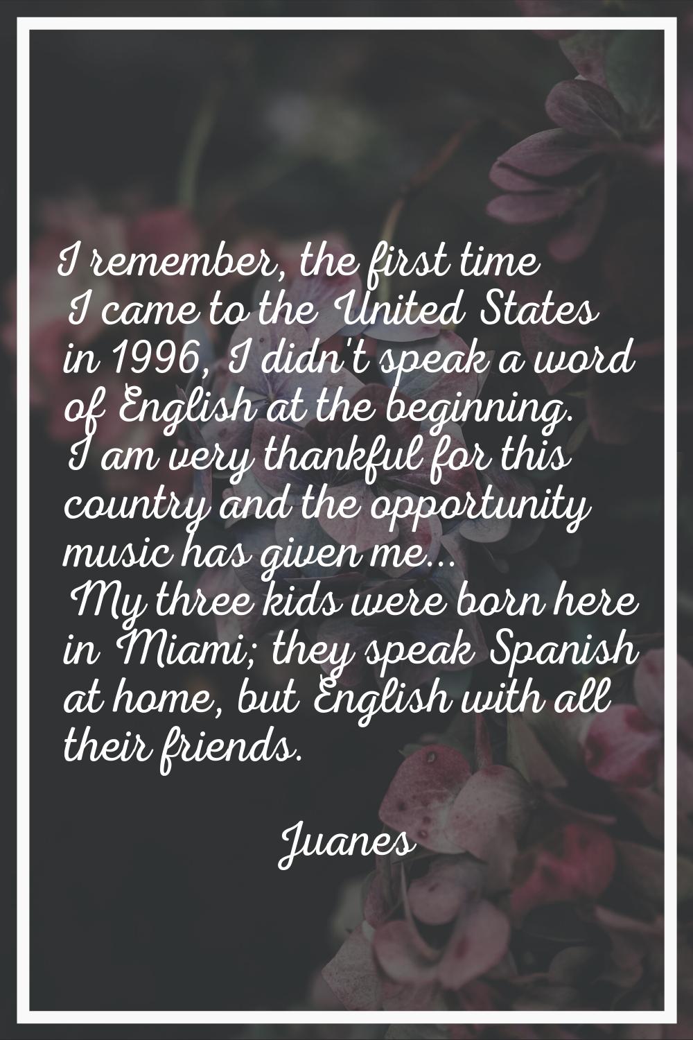 I remember, the first time I came to the United States in 1996, I didn't speak a word of English at
