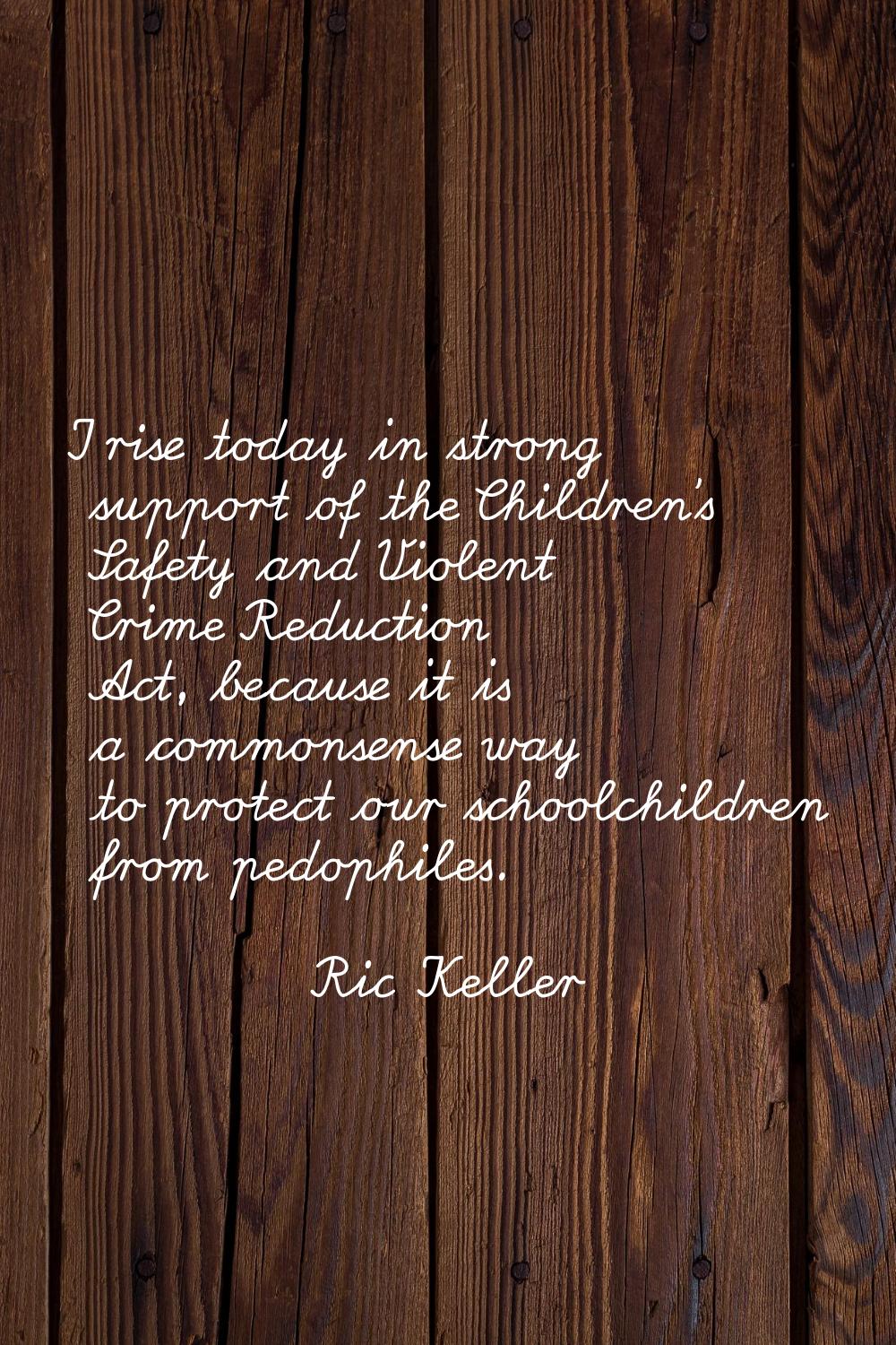 I rise today in strong support of the Children's Safety and Violent Crime Reduction Act, because it