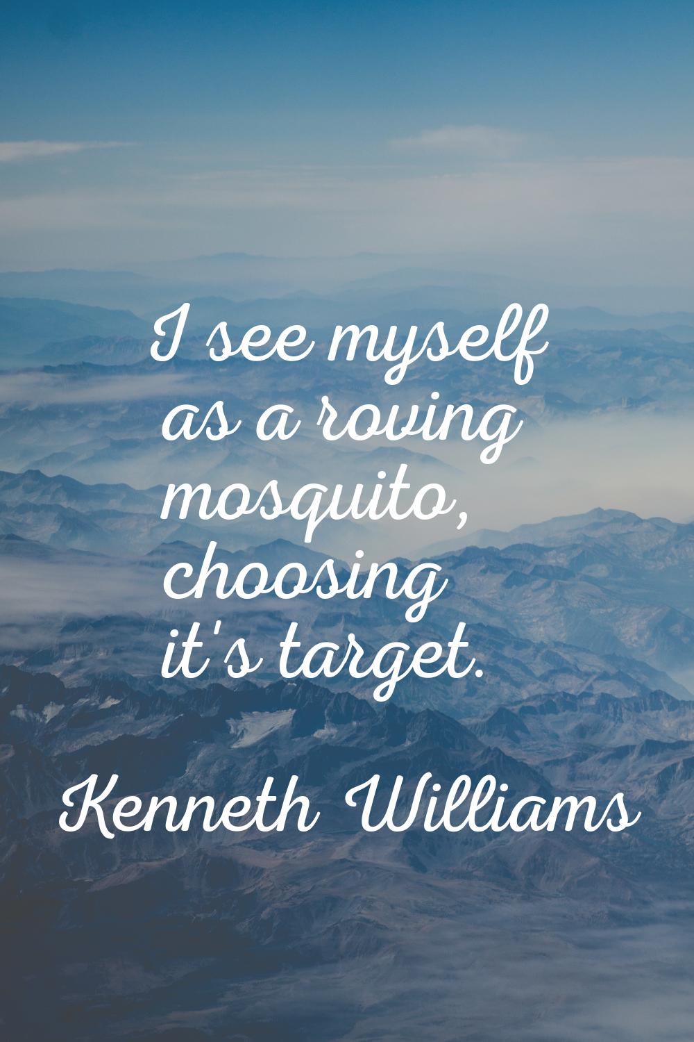 I see myself as a roving mosquito, choosing it's target.