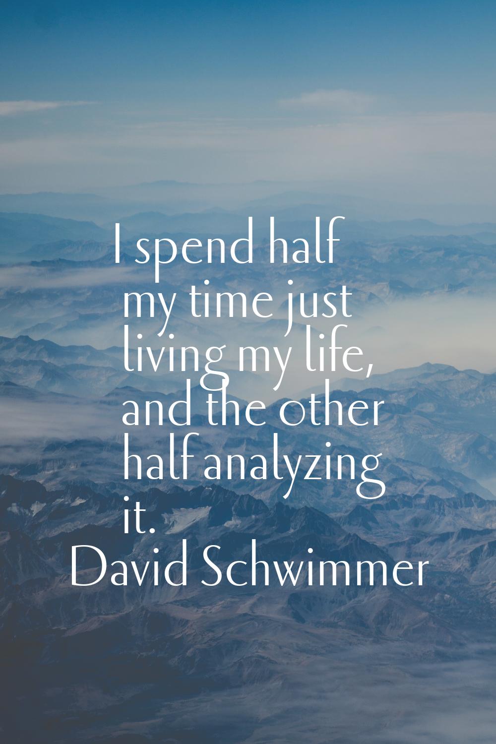 I spend half my time just living my life, and the other half analyzing it.