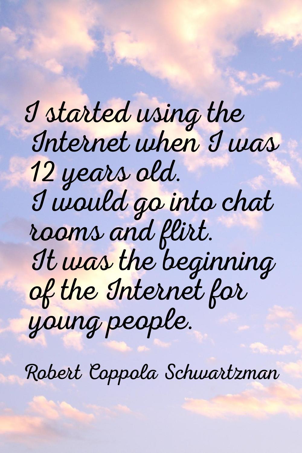 I started using the Internet when I was 12 years old. I would go into chat rooms and flirt. It was 