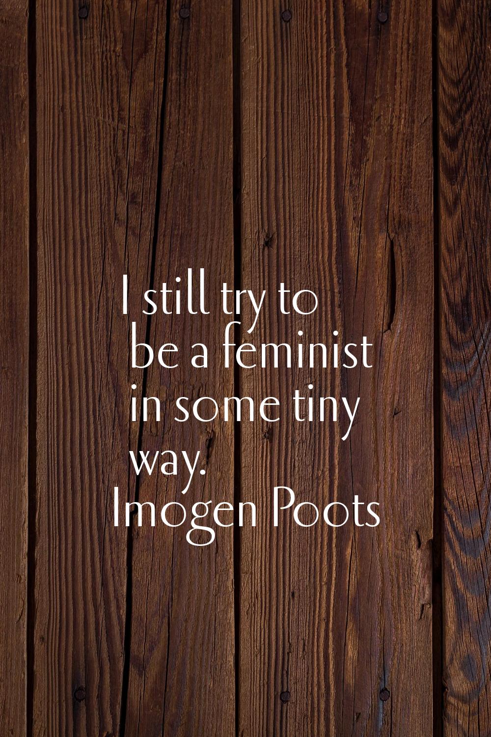I still try to be a feminist in some tiny way.