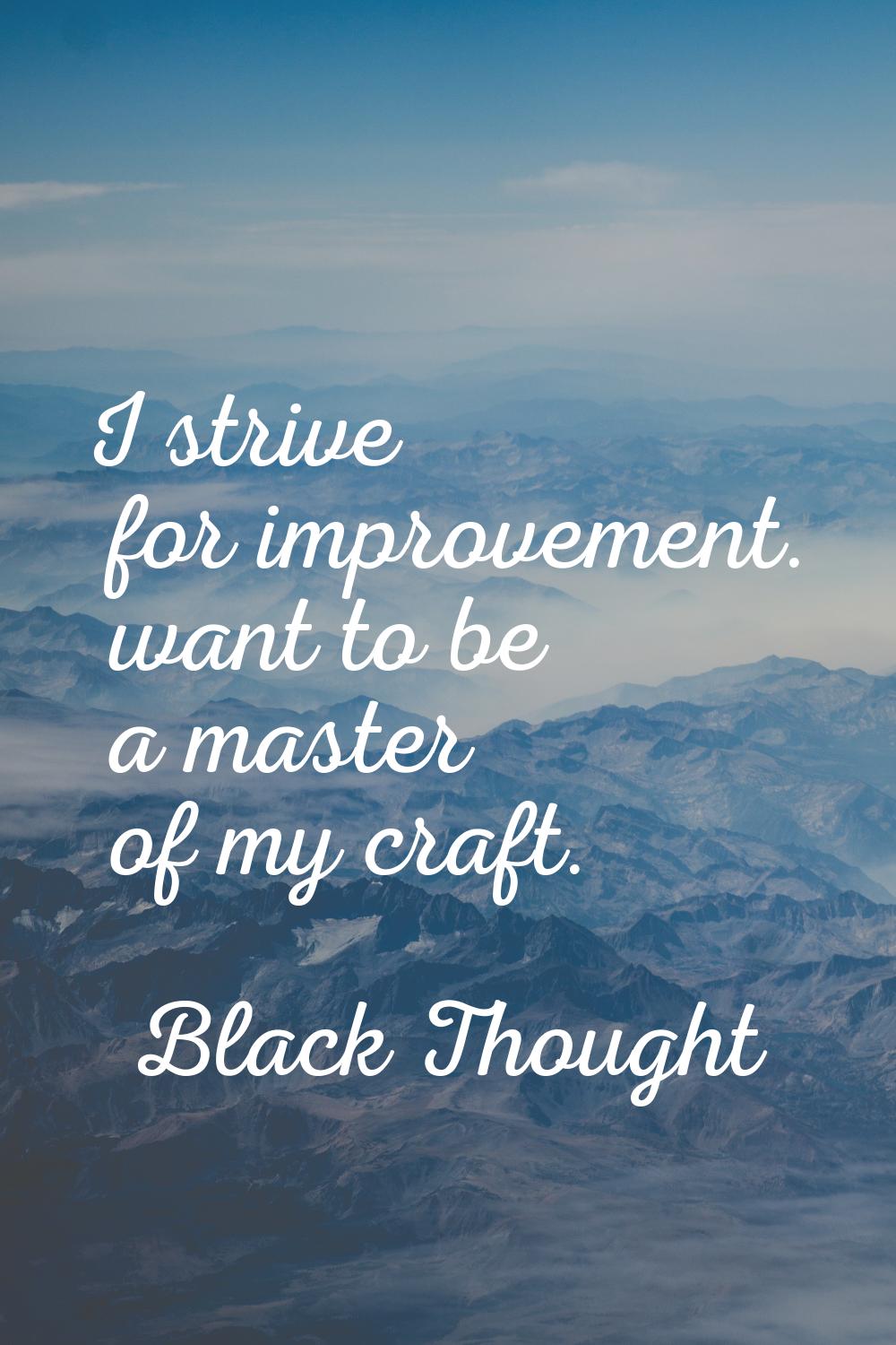 I strive for improvement. want to be a master of my craft.