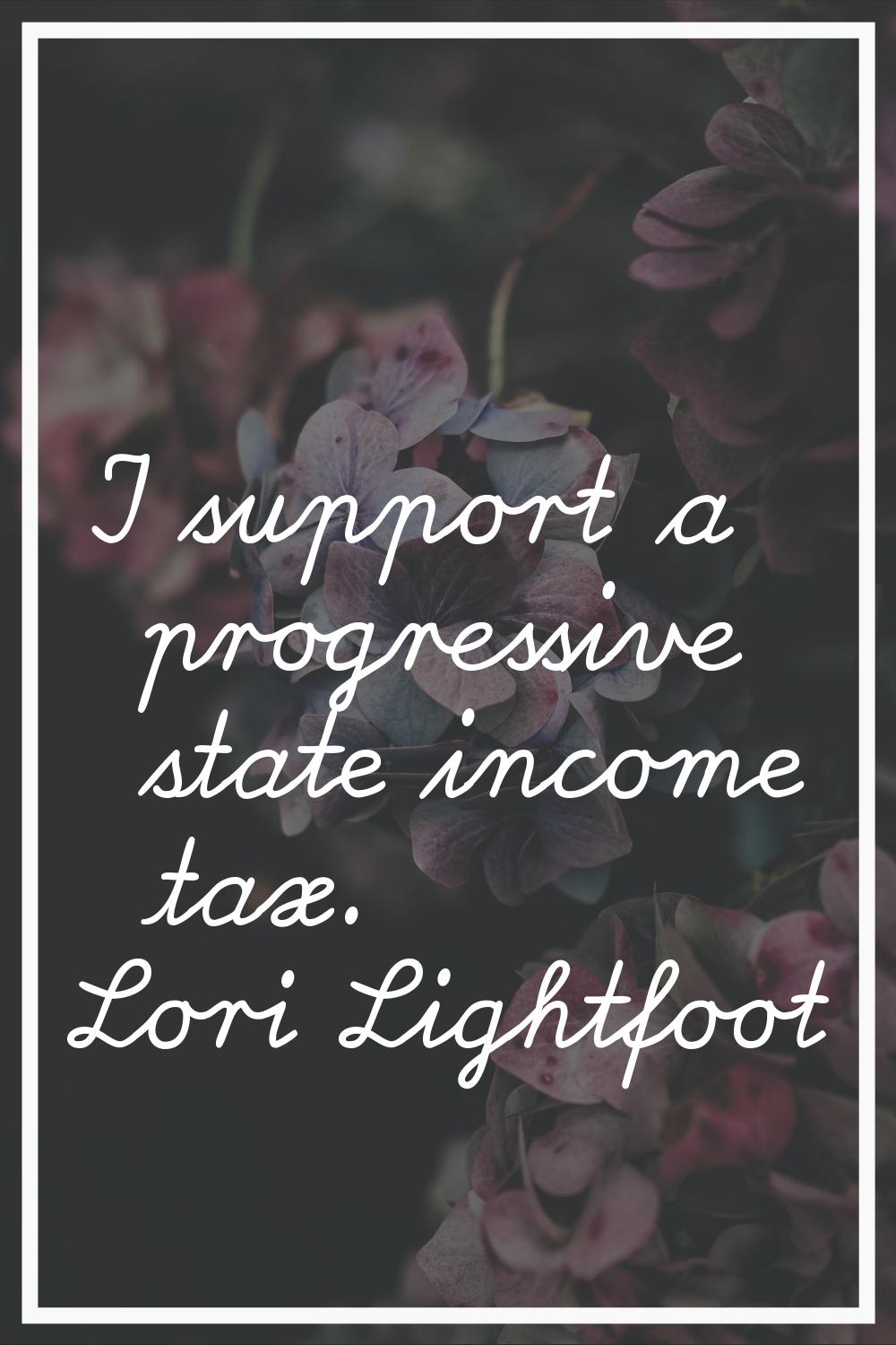 I support a progressive state income tax.