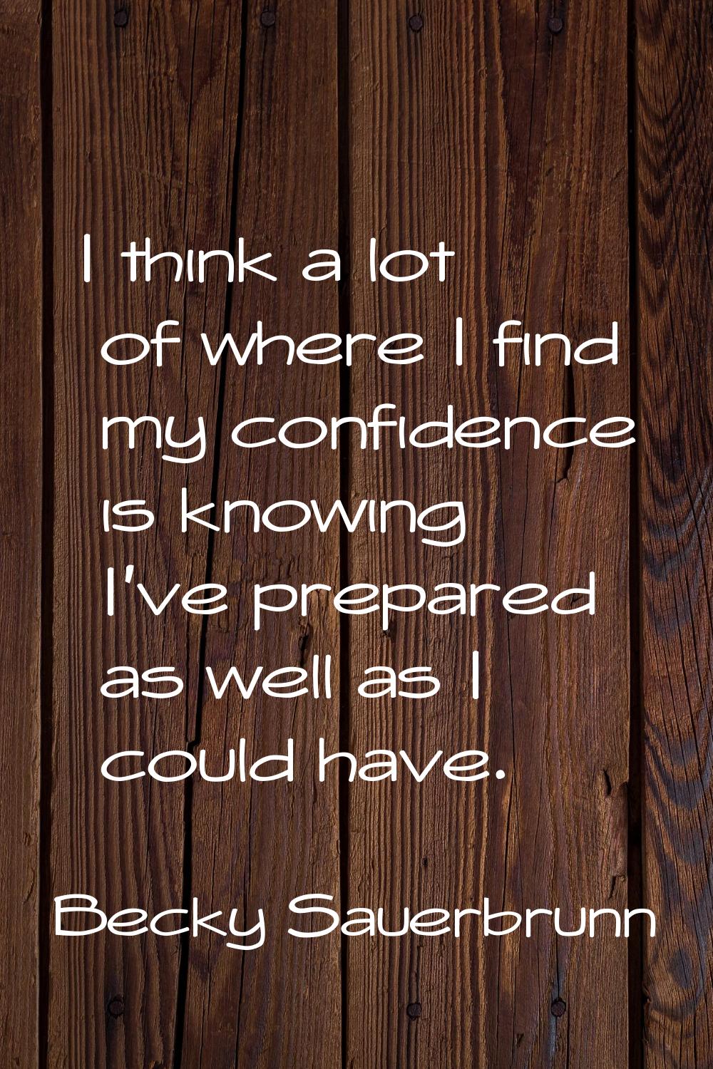 I think a lot of where I find my confidence is knowing I've prepared as well as I could have.