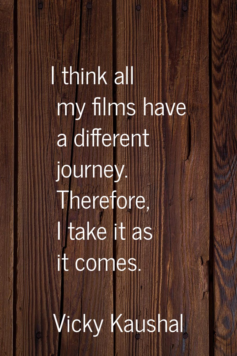 I think all my films have a different journey. Therefore, I take it as it comes.
