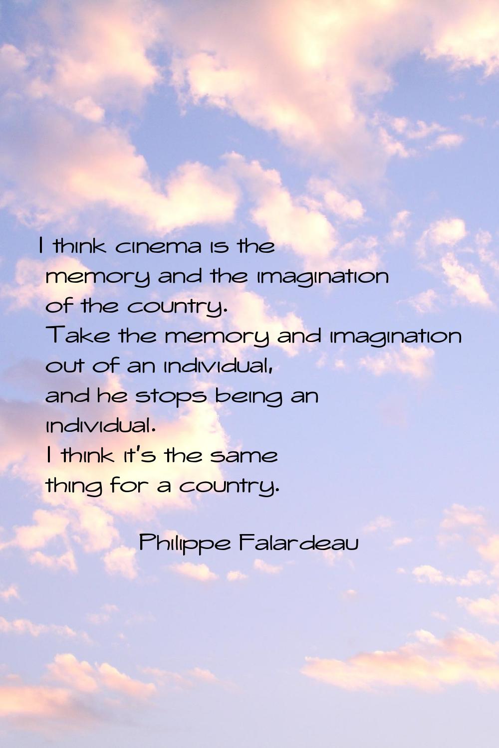 I think cinema is the memory and the imagination of the country. Take the memory and imagination ou