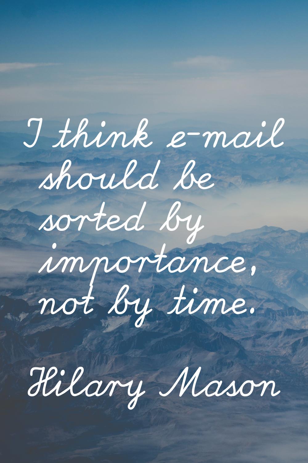 I think e-mail should be sorted by importance, not by time.