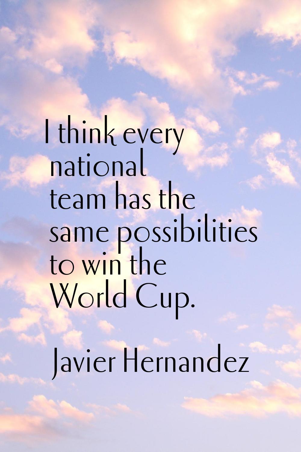 I think every national team has the same possibilities to win the World Cup.