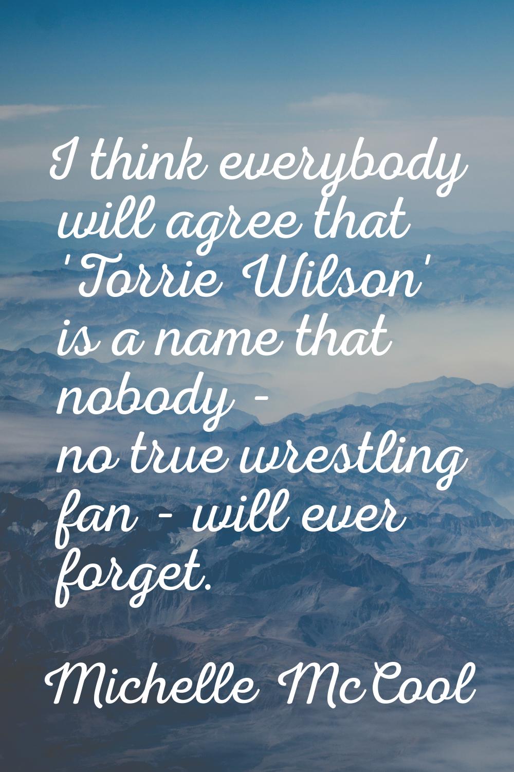 I think everybody will agree that 'Torrie Wilson' is a name that nobody - no true wrestling fan - w