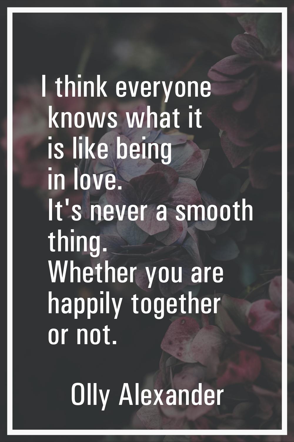 I think everyone knows what it is like being in love. It's never a smooth thing. Whether you are ha