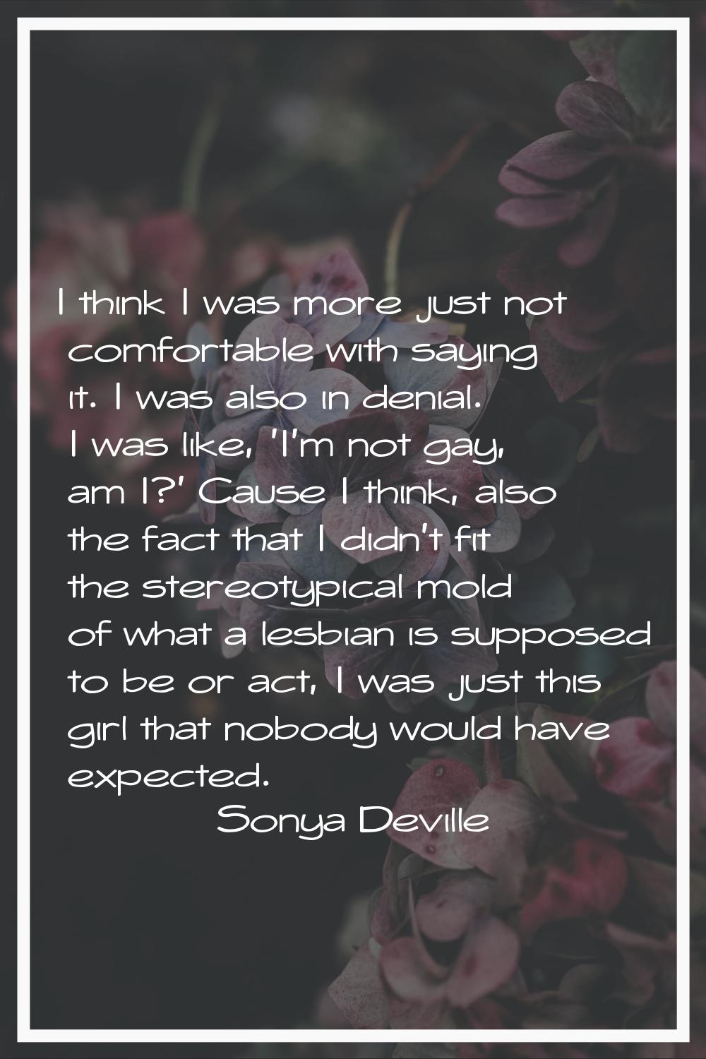 I think I was more just not comfortable with saying it. I was also in denial. I was like, 'I'm not 