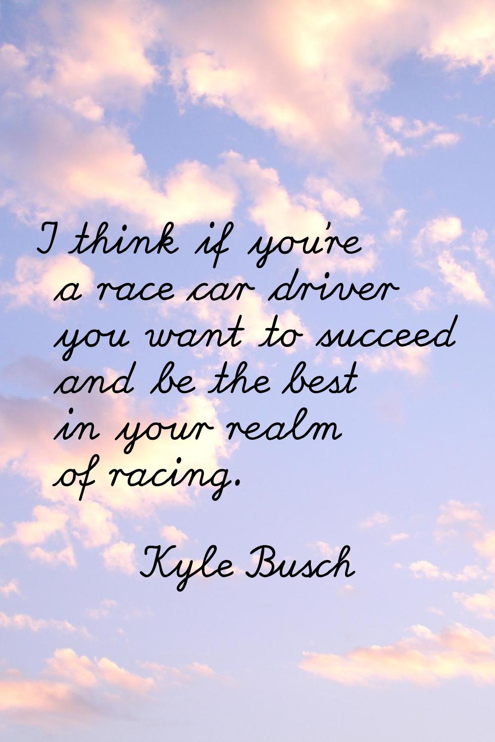 I think if you're a race car driver you want to succeed and be the best in your realm of racing.