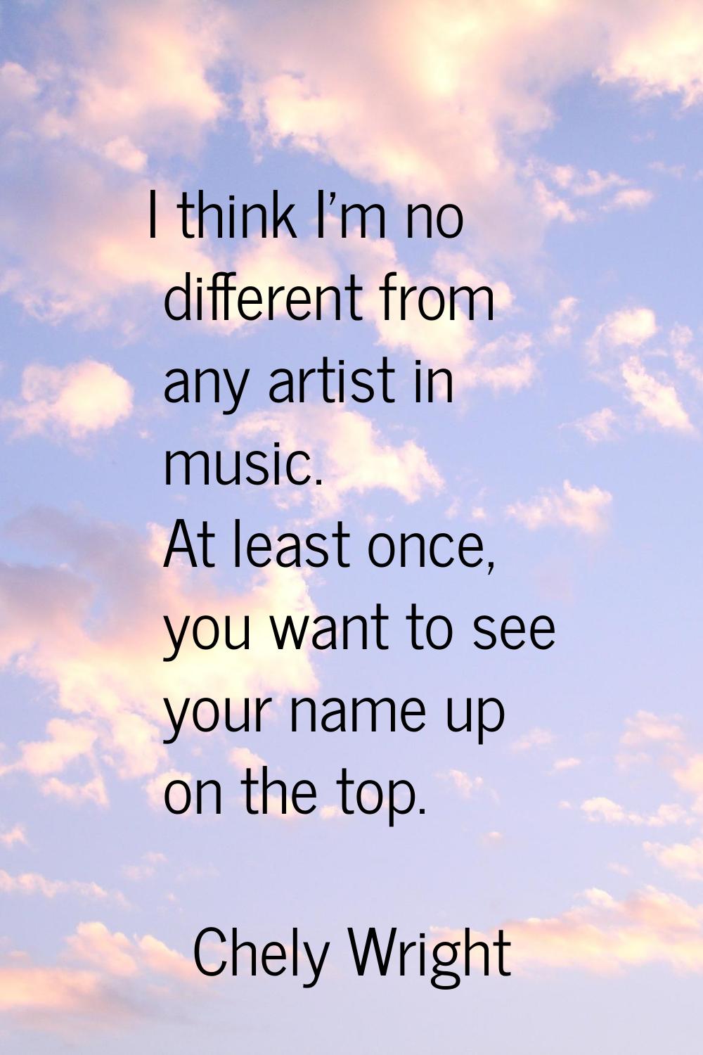 I think I'm no different from any artist in music. At least once, you want to see your name up on t