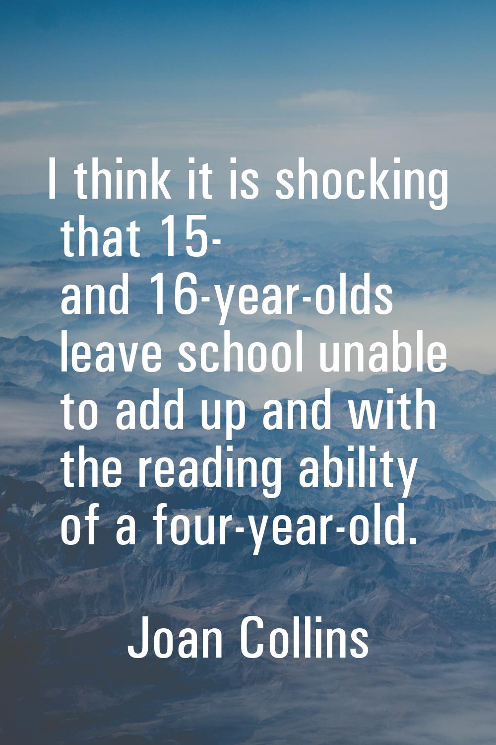 I think it is shocking that 15- and 16-year-olds leave school unable to add up and with the reading