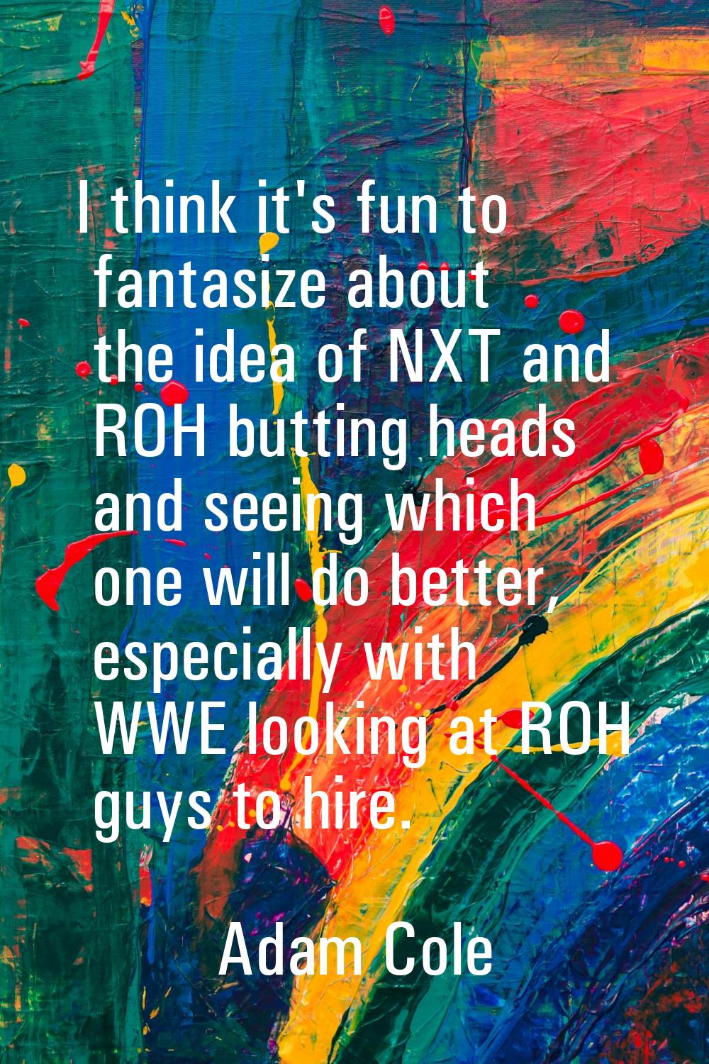 I think it's fun to fantasize about the idea of NXT and ROH butting heads and seeing which one will