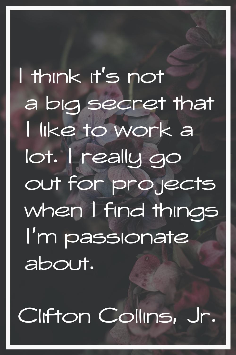 I think it's not a big secret that I like to work a lot. I really go out for projects when I find t