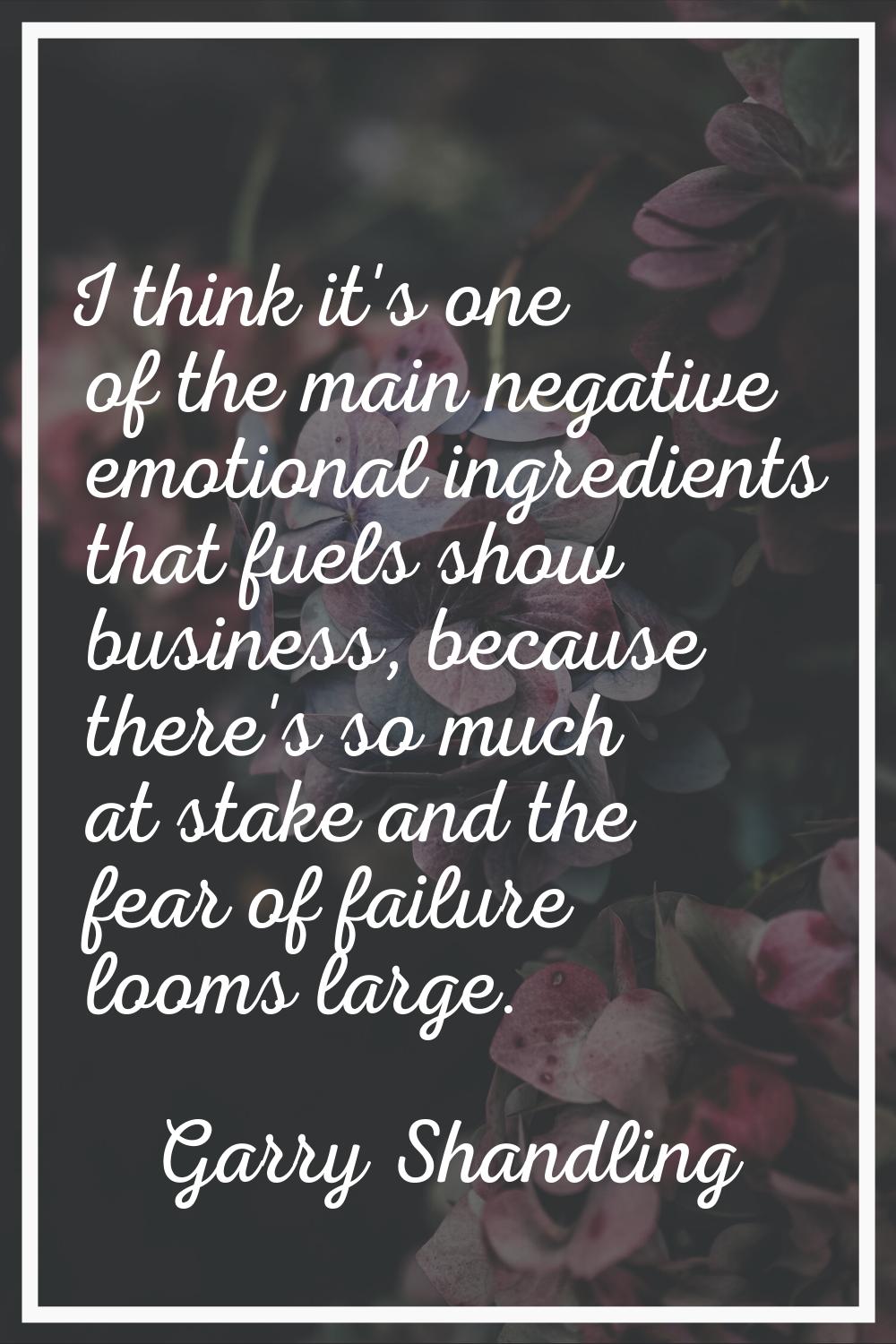 I think it's one of the main negative emotional ingredients that fuels show business, because there