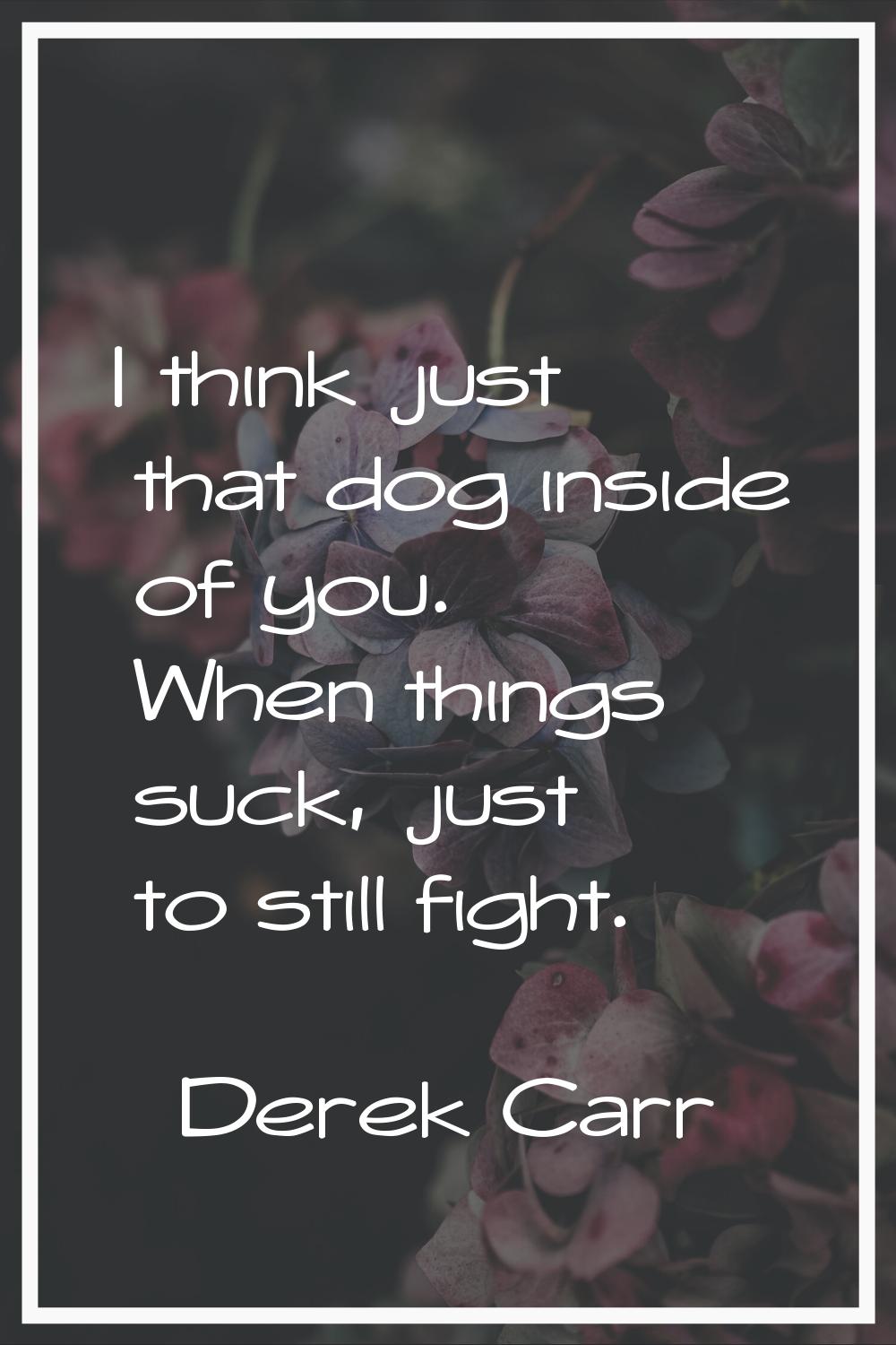 I think just that dog inside of you. When things suck, just to still fight.
