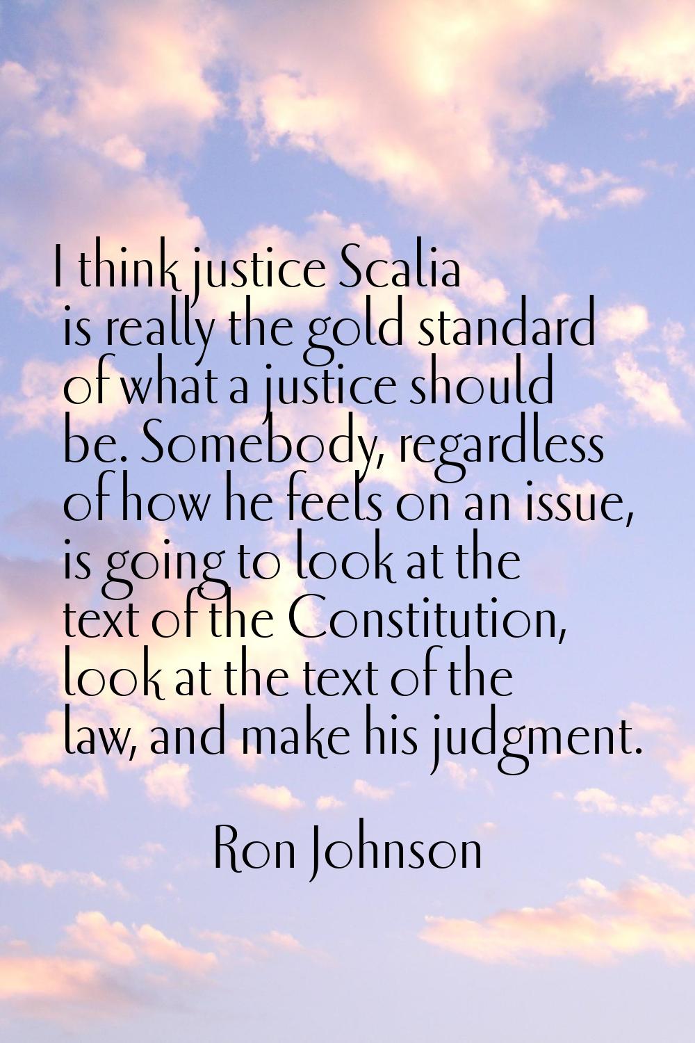 I think justice Scalia is really the gold standard of what a justice should be. Somebody, regardles