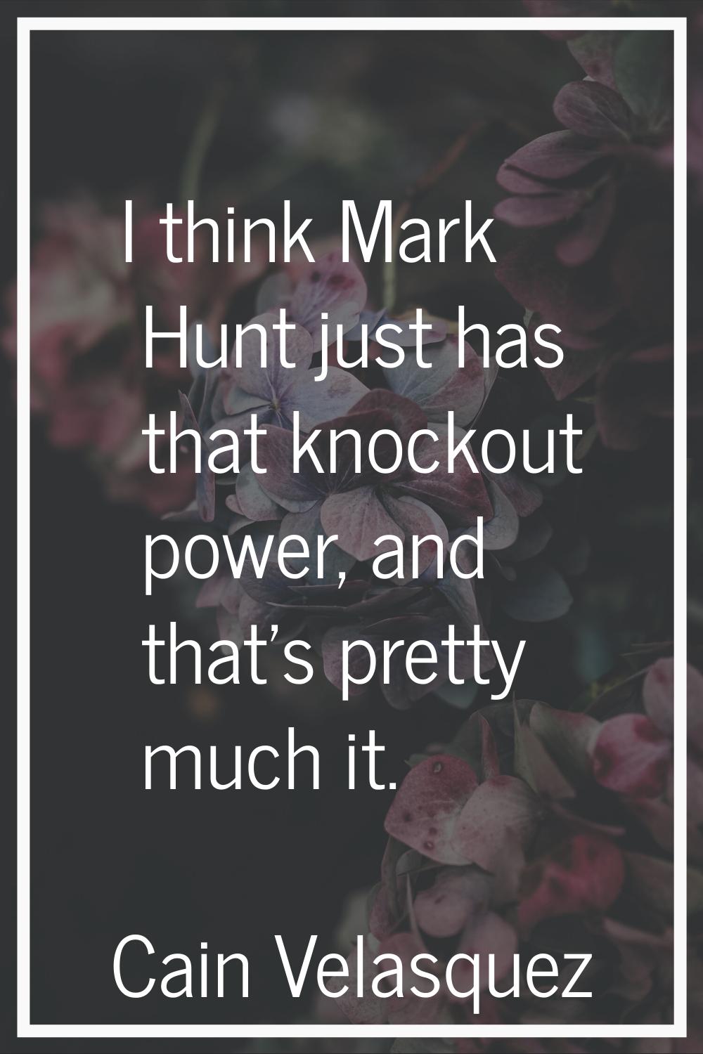 I think Mark Hunt just has that knockout power, and that's pretty much it.