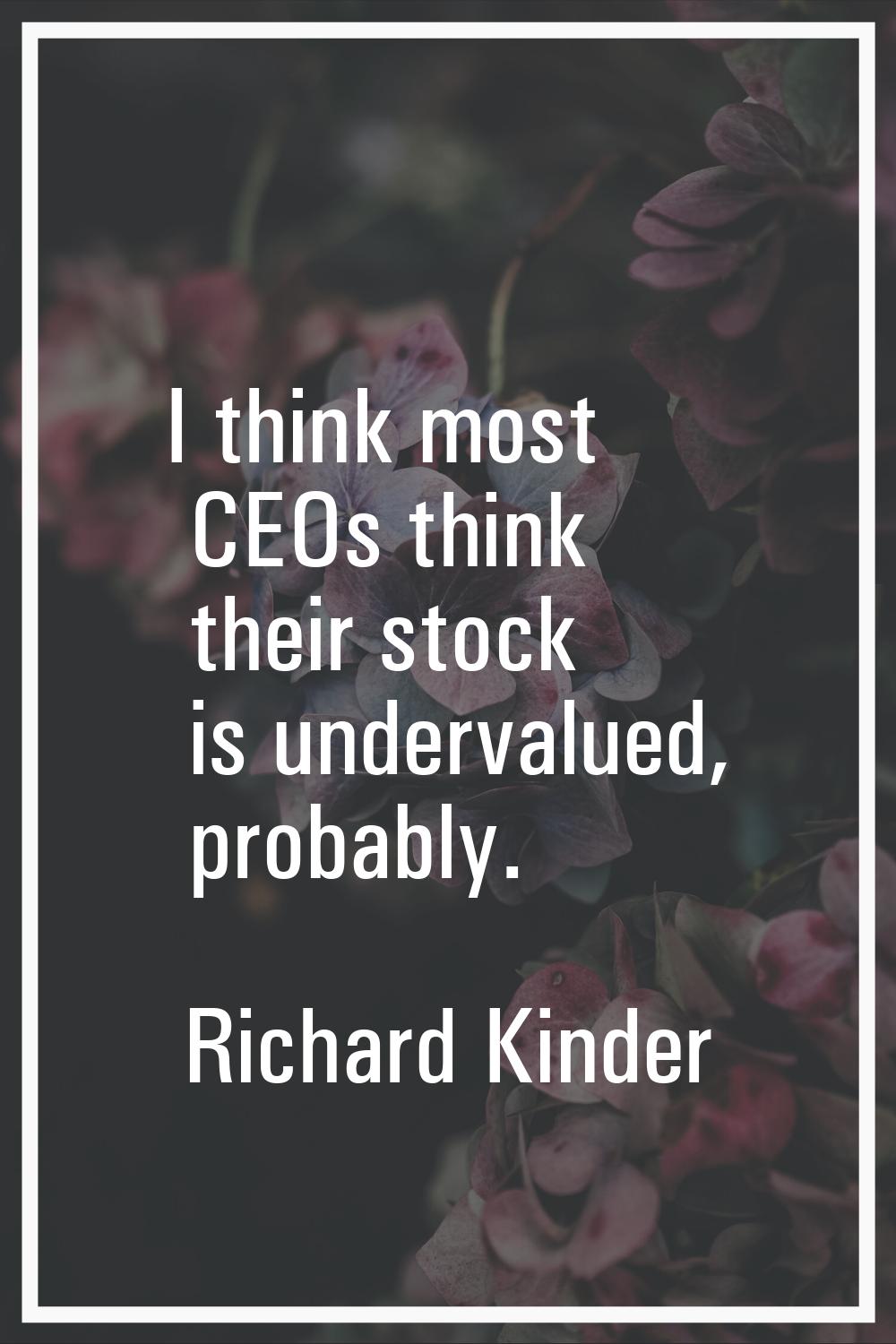 I think most CEOs think their stock is undervalued, probably.
