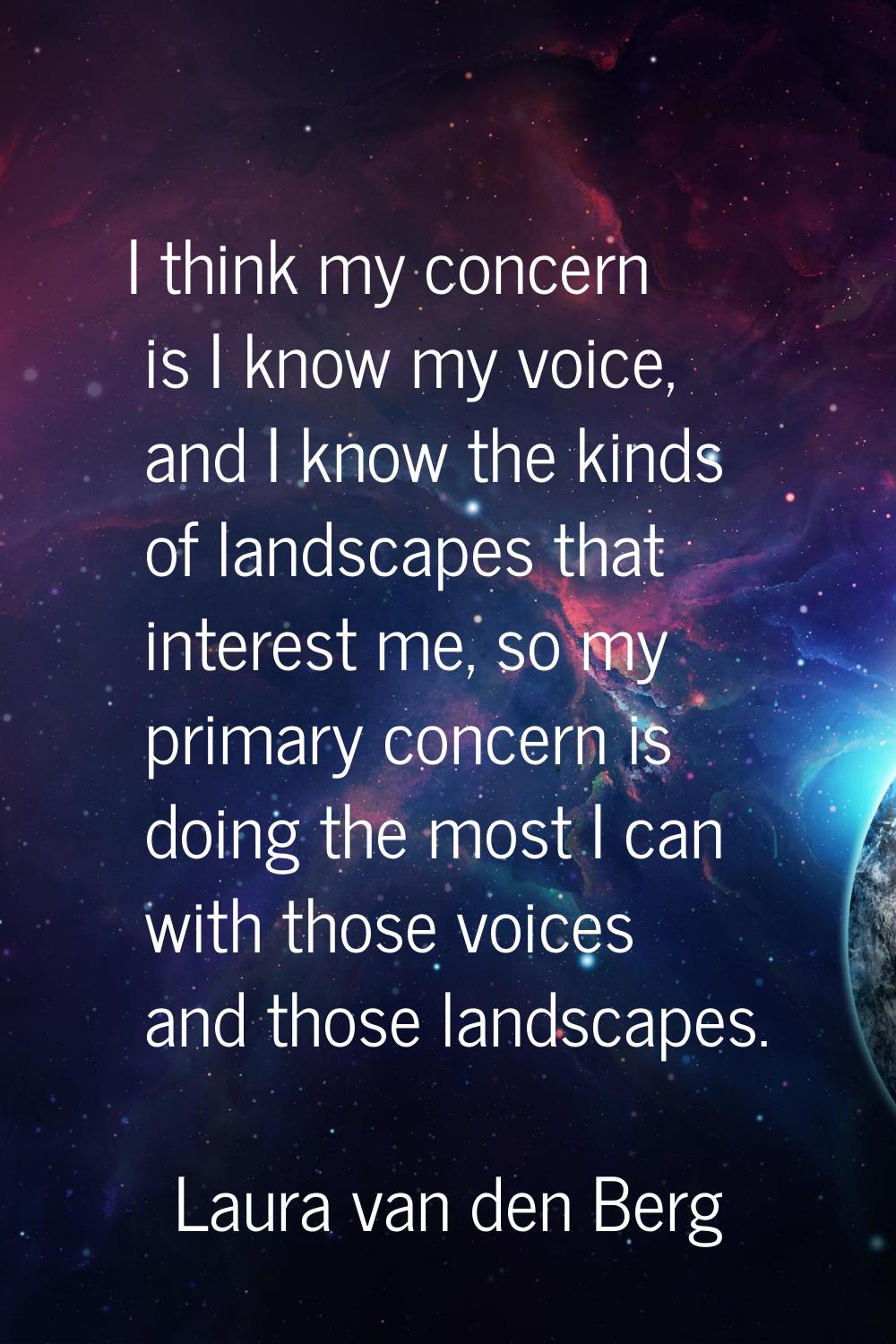 I think my concern is I know my voice, and I know the kinds of landscapes that interest me, so my p
