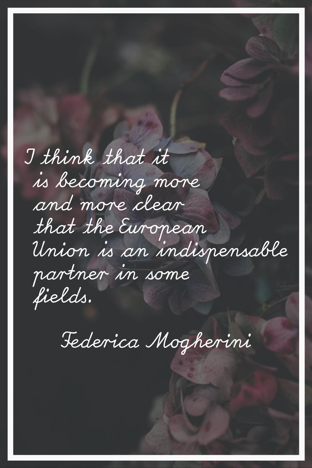 I think that it is becoming more and more clear that the European Union is an indispensable partner