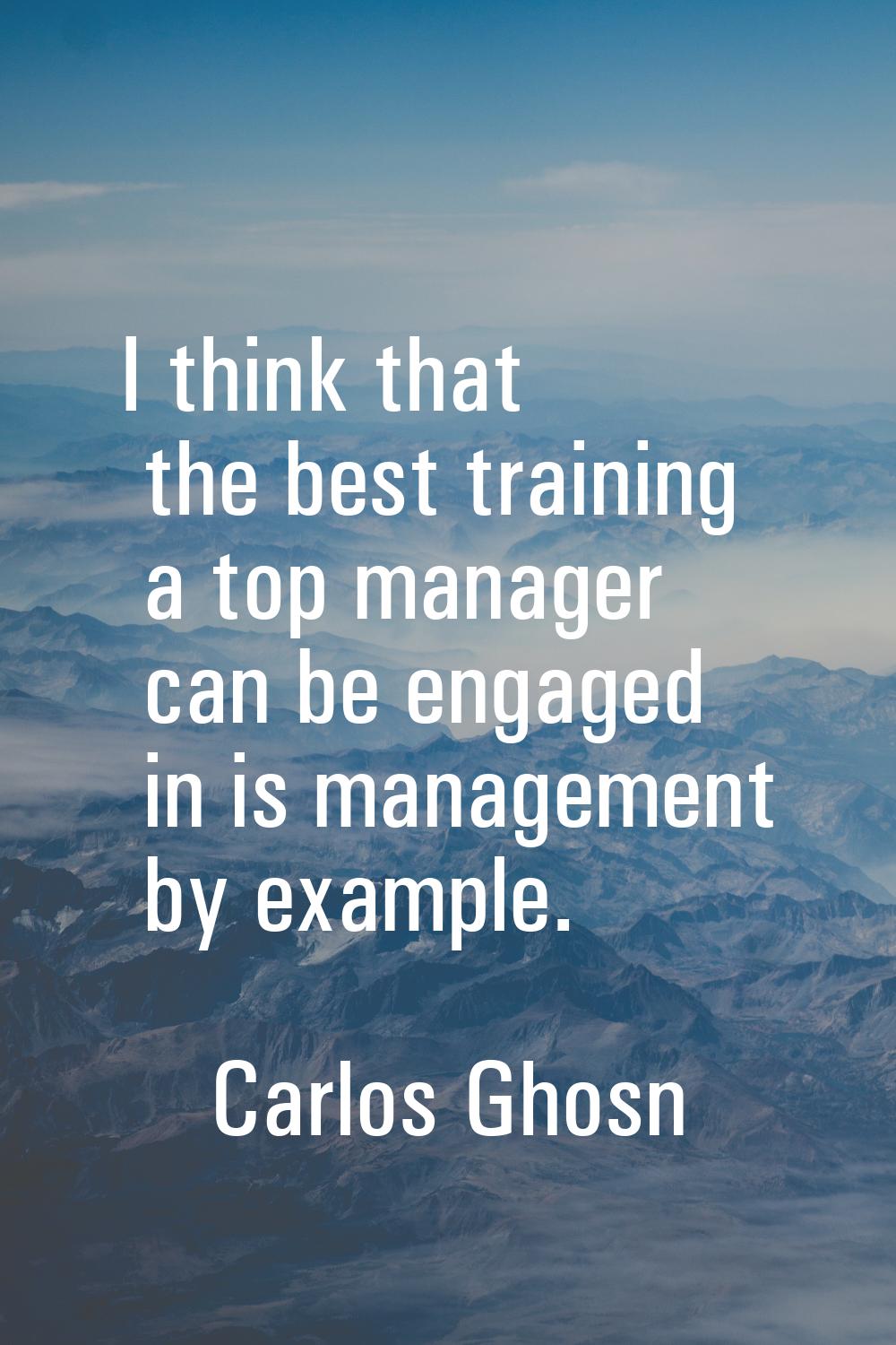 I think that the best training a top manager can be engaged in is management by example.