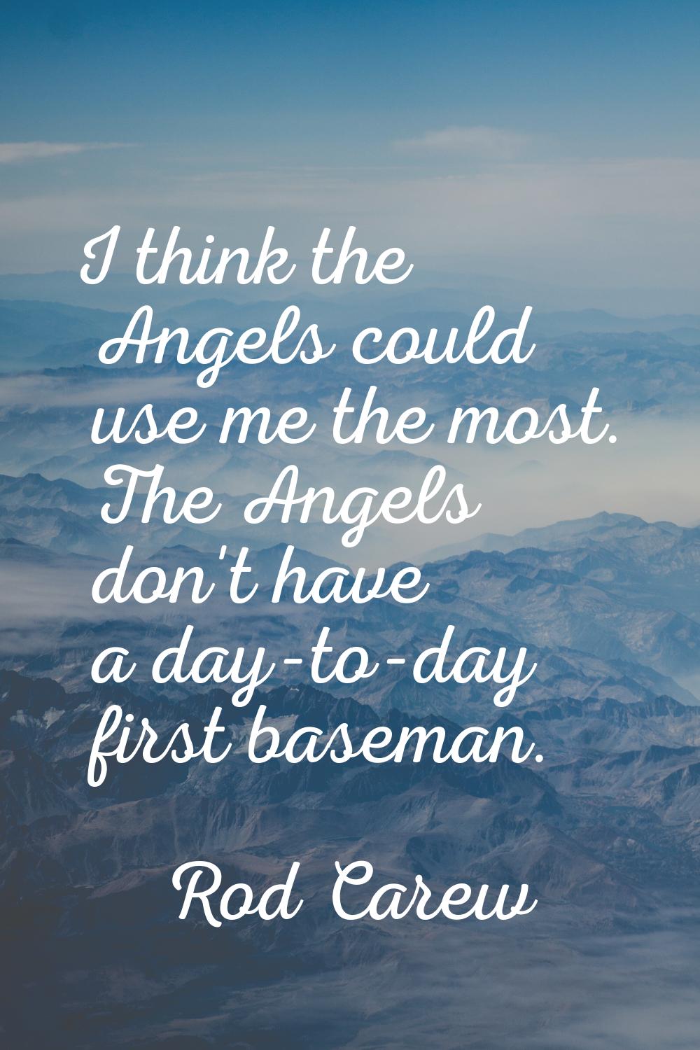 I think the Angels could use me the most. The Angels don't have a day-to-day first baseman.