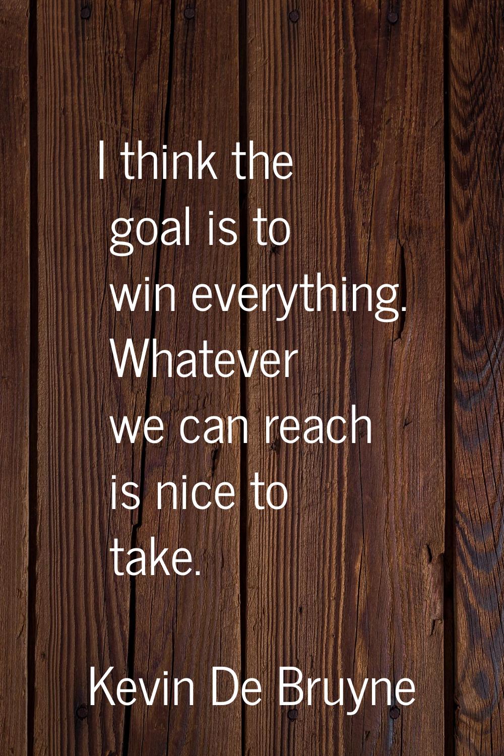 I think the goal is to win everything. Whatever we can reach is nice to take.