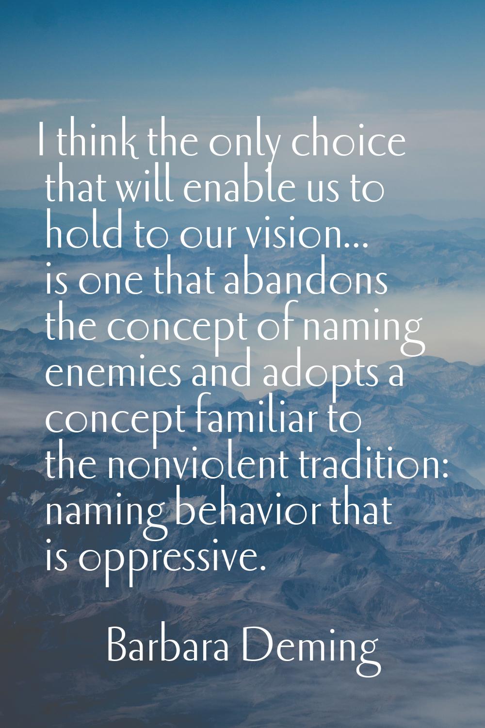I think the only choice that will enable us to hold to our vision... is one that abandons the conce