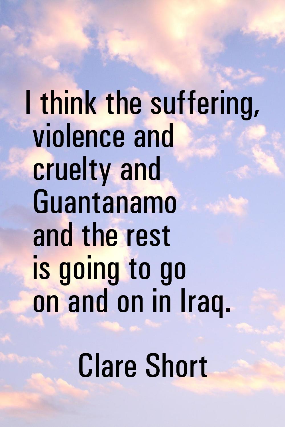 I think the suffering, violence and cruelty and Guantanamo and the rest is going to go on and on in