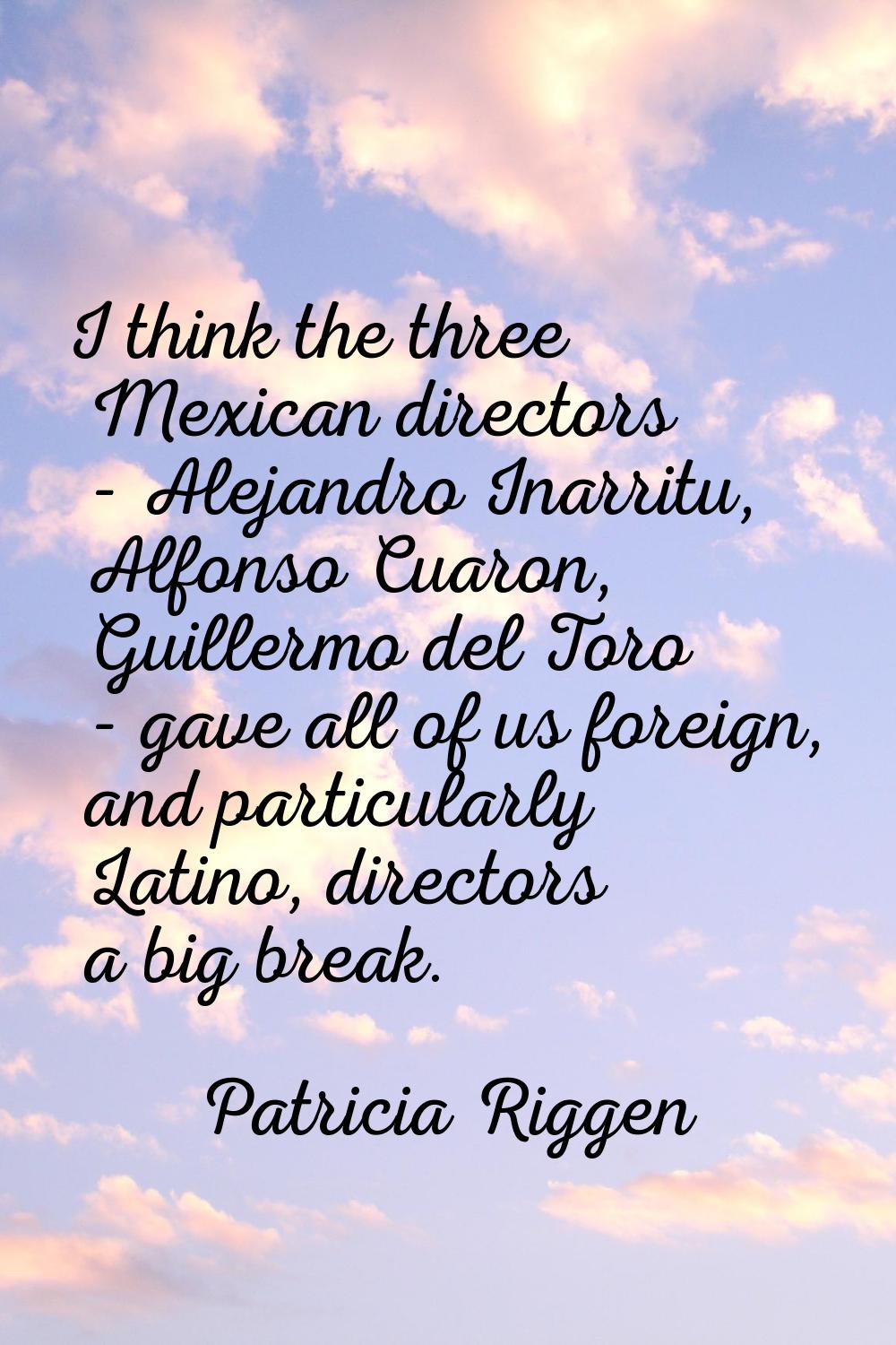 I think the three Mexican directors - Alejandro Inarritu, Alfonso Cuaron, Guillermo del Toro - gave