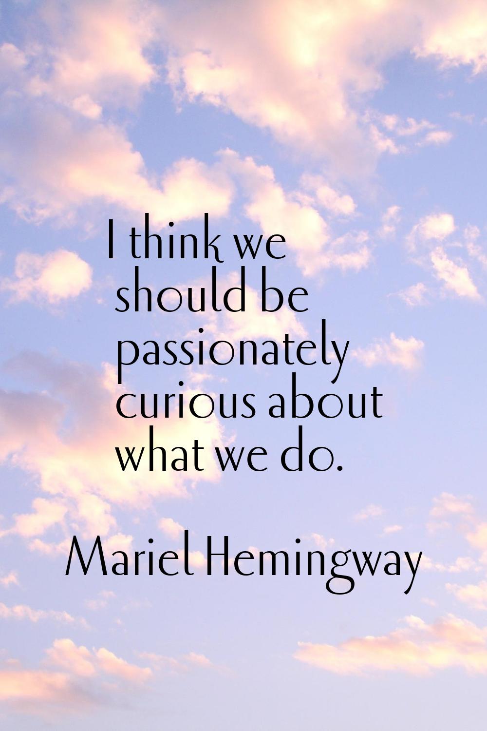 I think we should be passionately curious about what we do.