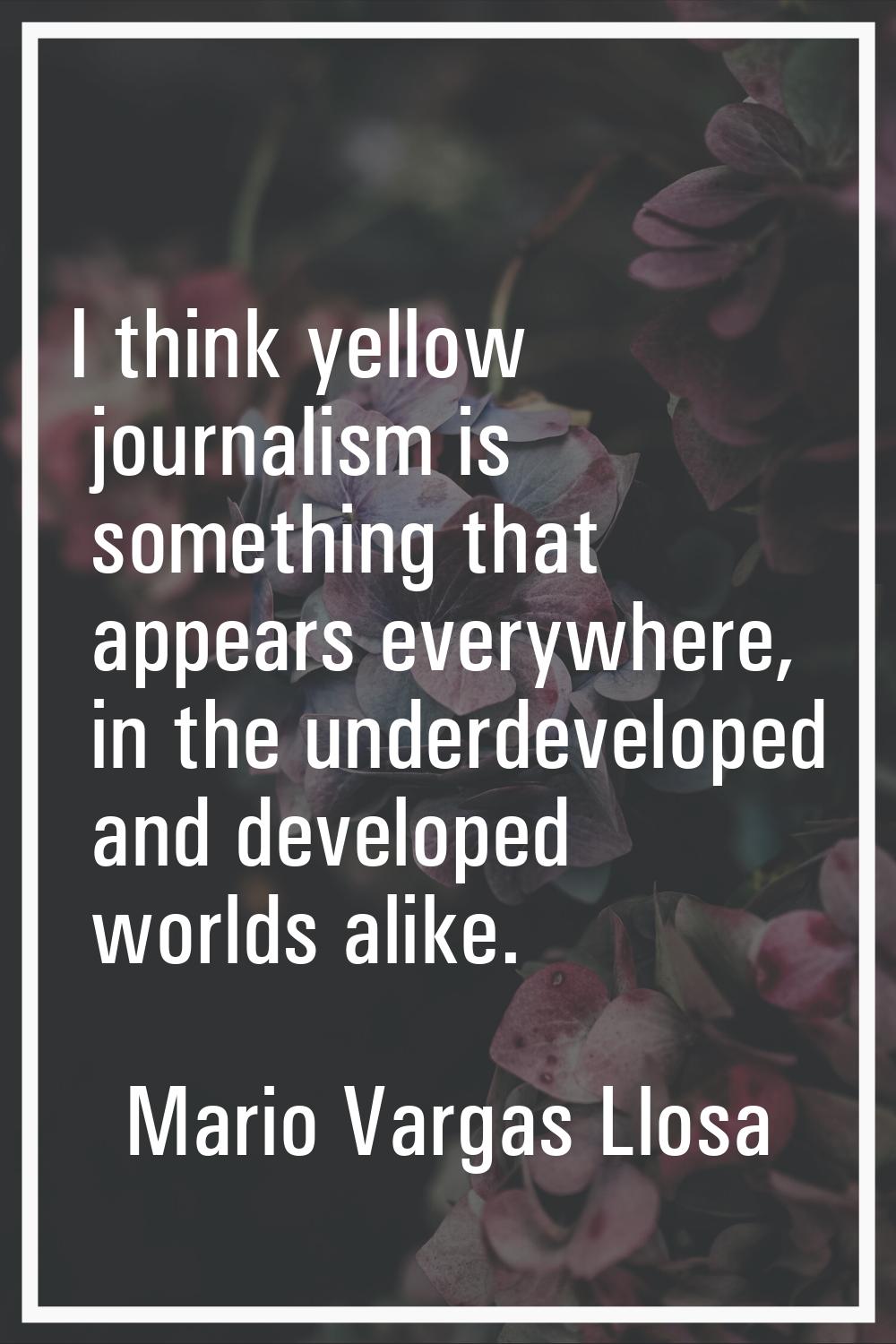 I think yellow journalism is something that appears everywhere, in the underdeveloped and developed