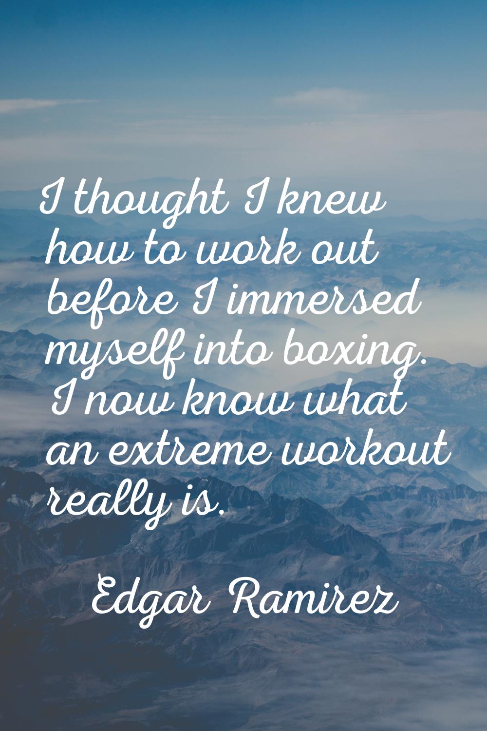 I thought I knew how to work out before I immersed myself into boxing. I now know what an extreme w
