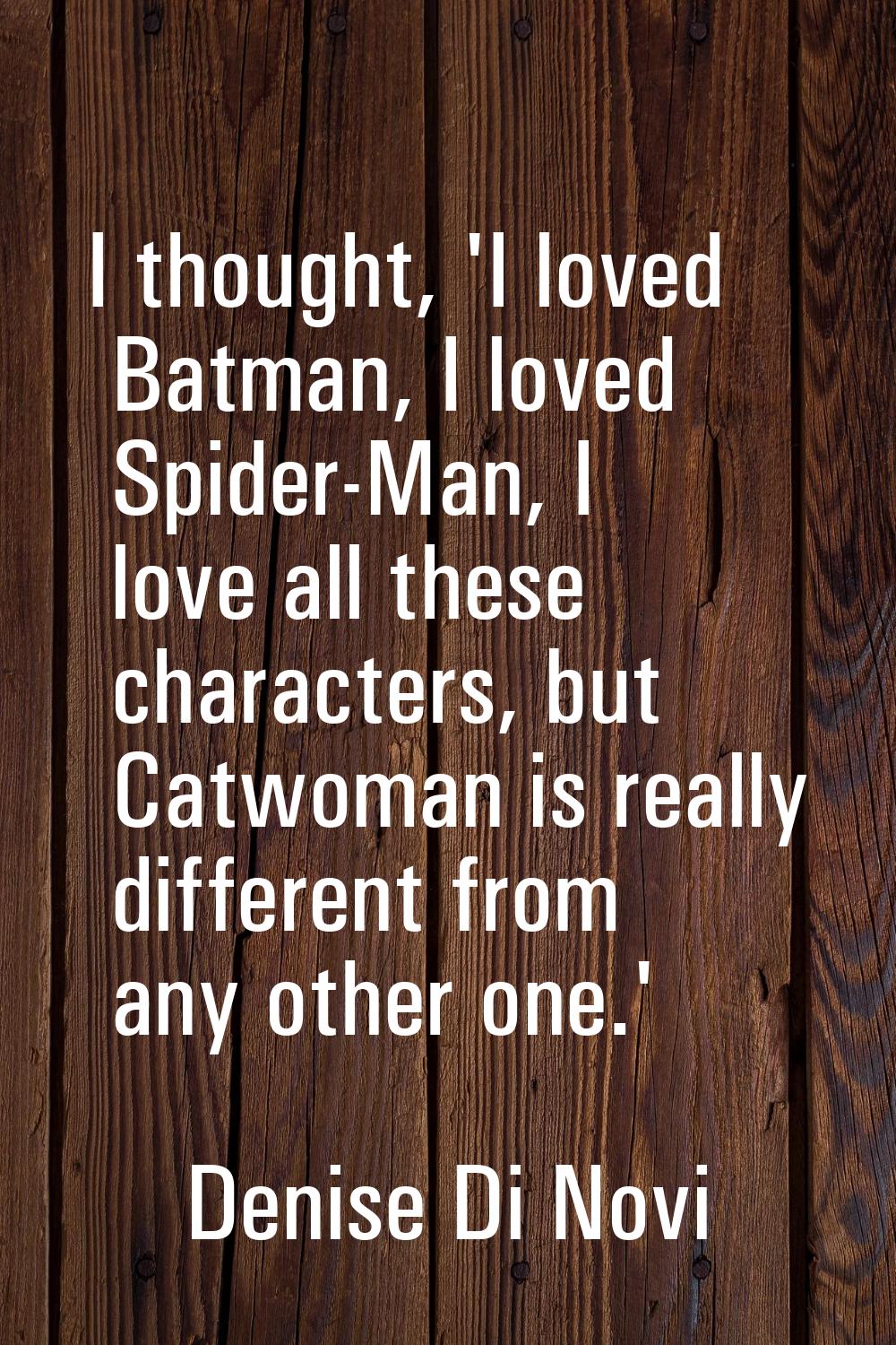 I thought, 'I loved Batman, I loved Spider-Man, I love all these characters, but Catwoman is really