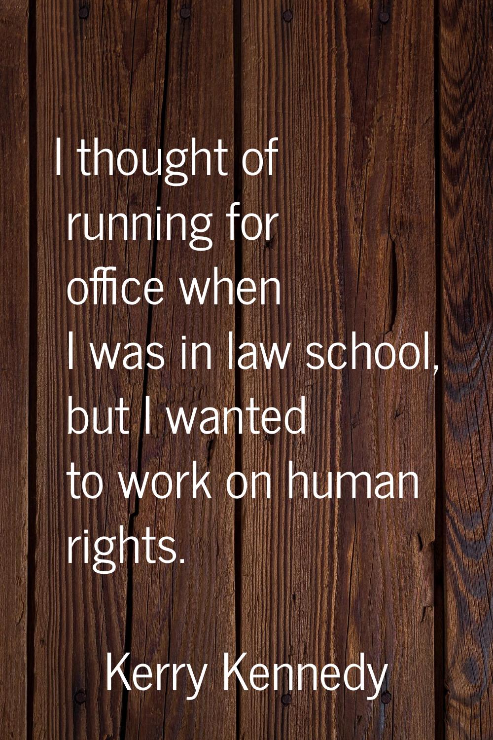 I thought of running for office when I was in law school, but I wanted to work on human rights.