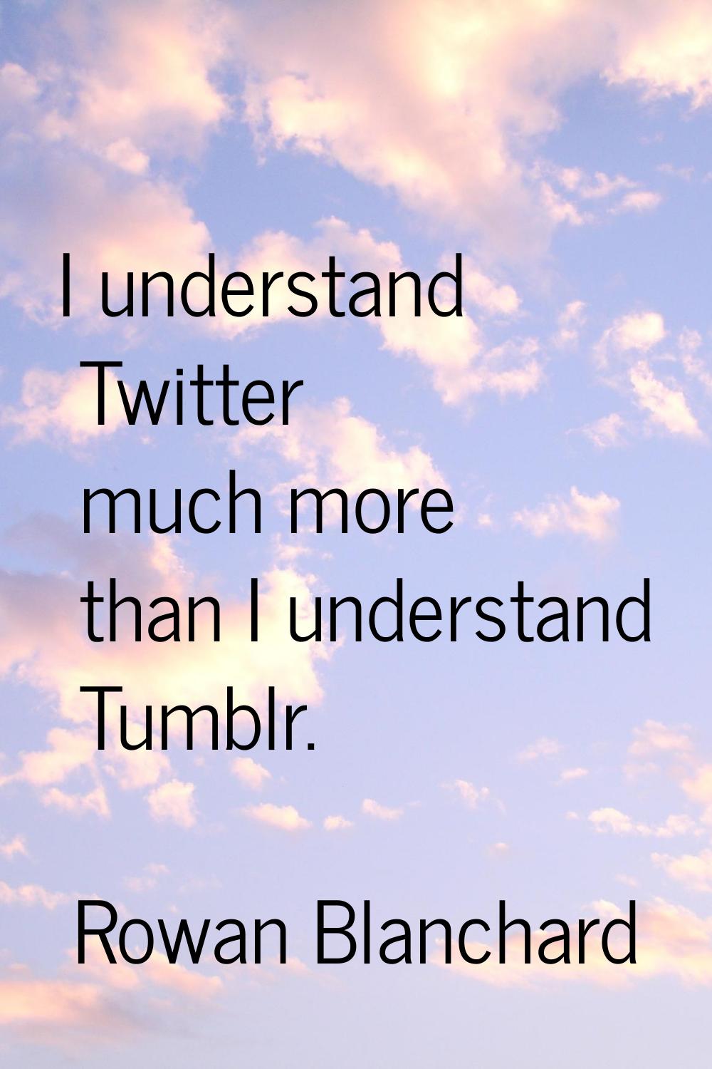 I understand Twitter much more than I understand Tumblr.
