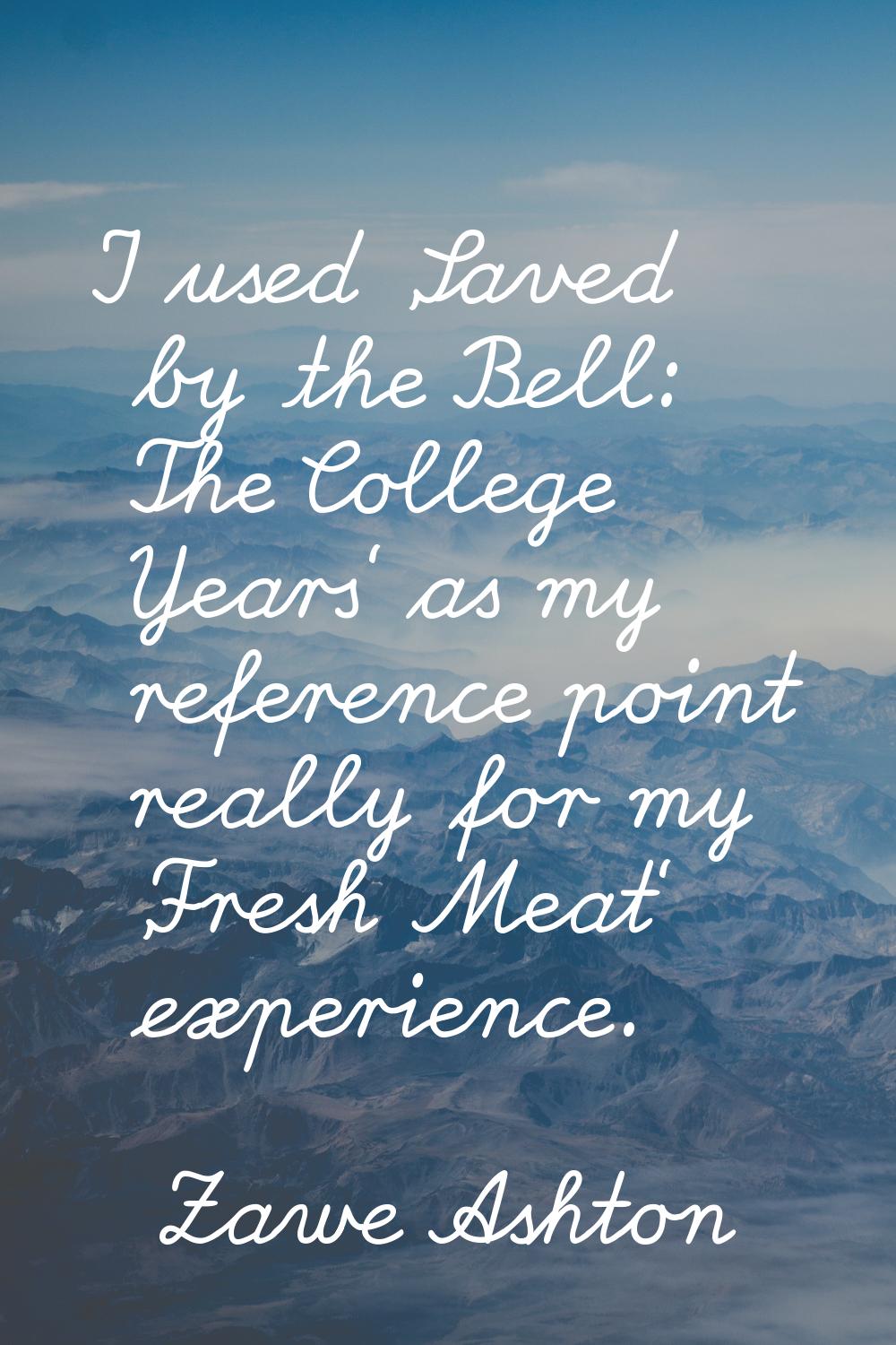 I used 'Saved by the Bell: The College Years' as my reference point really for my 'Fresh Meat' expe