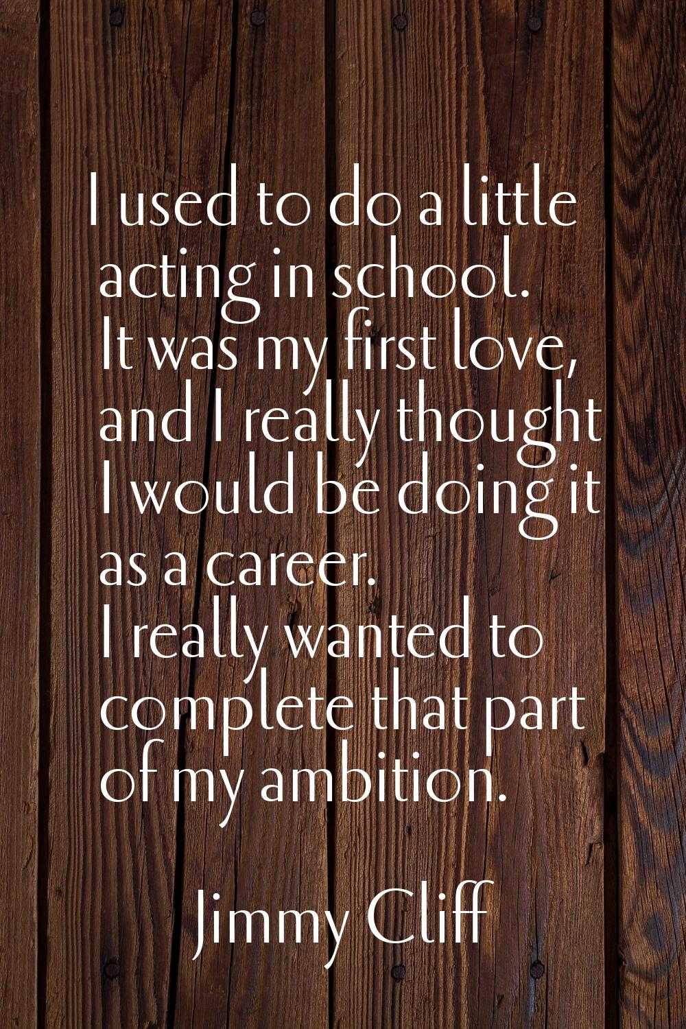 I used to do a little acting in school. It was my first love, and I really thought I would be doing