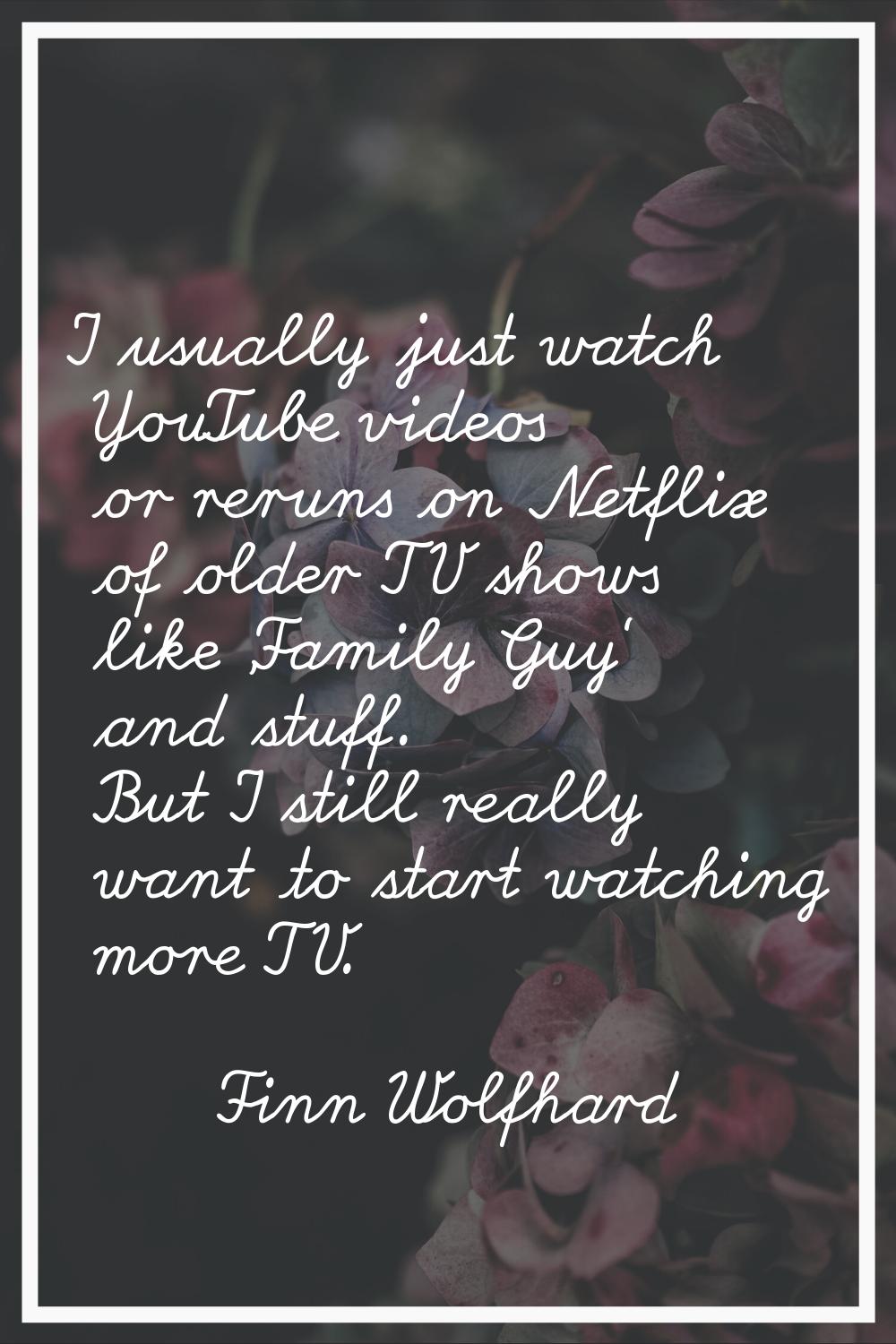 I usually just watch YouTube videos or reruns on Netflix of older TV shows like 'Family Guy' and st