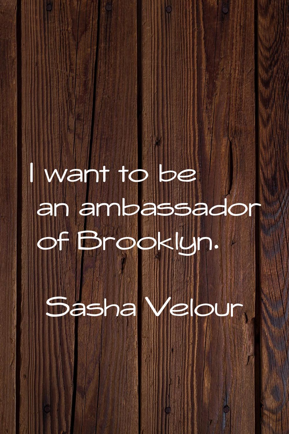 I want to be an ambassador of Brooklyn.