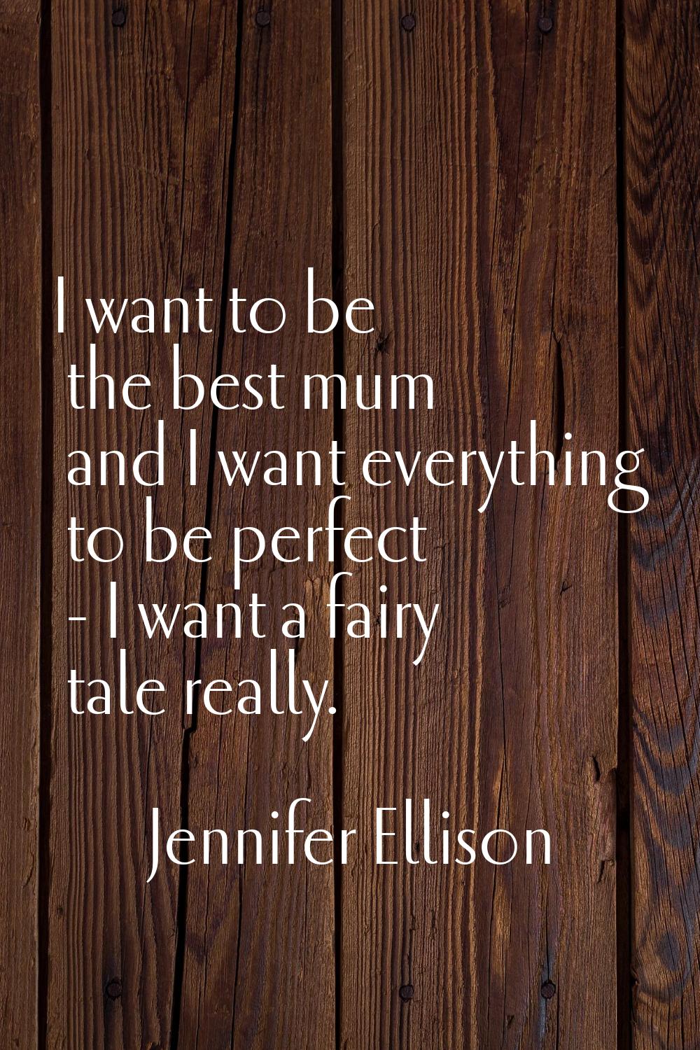 I want to be the best mum and I want everything to be perfect - I want a fairy tale really.