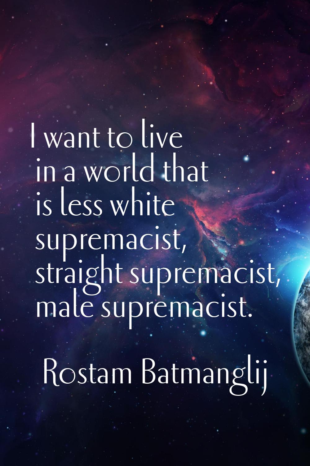 I want to live in a world that is less white supremacist, straight supremacist, male supremacist.